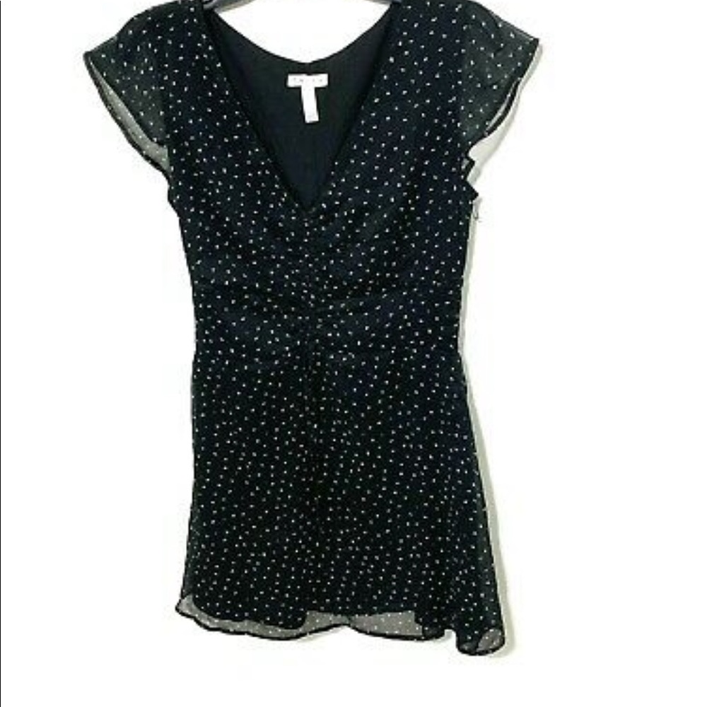 Leith Flowy Summer Mini Cap Sleeve Dress Black With White Flecks 2X never worn